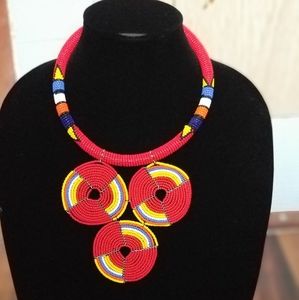 African hand beaded necklace